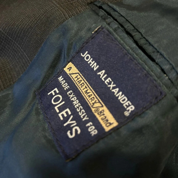 Vintage Jacket Blue Plaid 100% Wool Blazer John Alexander for Foleys 42R X 36W - Picture 9 of 10